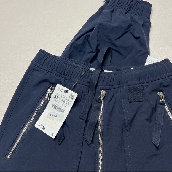 Zara Cargo Trousers With Zips Blue NWT - Picture 8 of 12